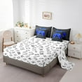 thumbnail image 3 of Erosebridal Gradient Gamepad Bedding Twin Size, Neon Blue Futuristic Cubes Comforter Sets with Sheets, Game Room Decor, Reversible 7pcs, 3 of 5