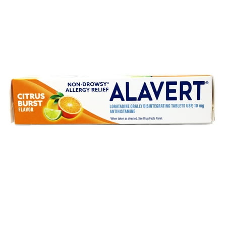 Alavert Allergy 24Hour Relief (Citrust Burst Flavor Orally Disintegrating Tablets), NonDrowsy, Antihistamine, Citrus Burst, 60 Count