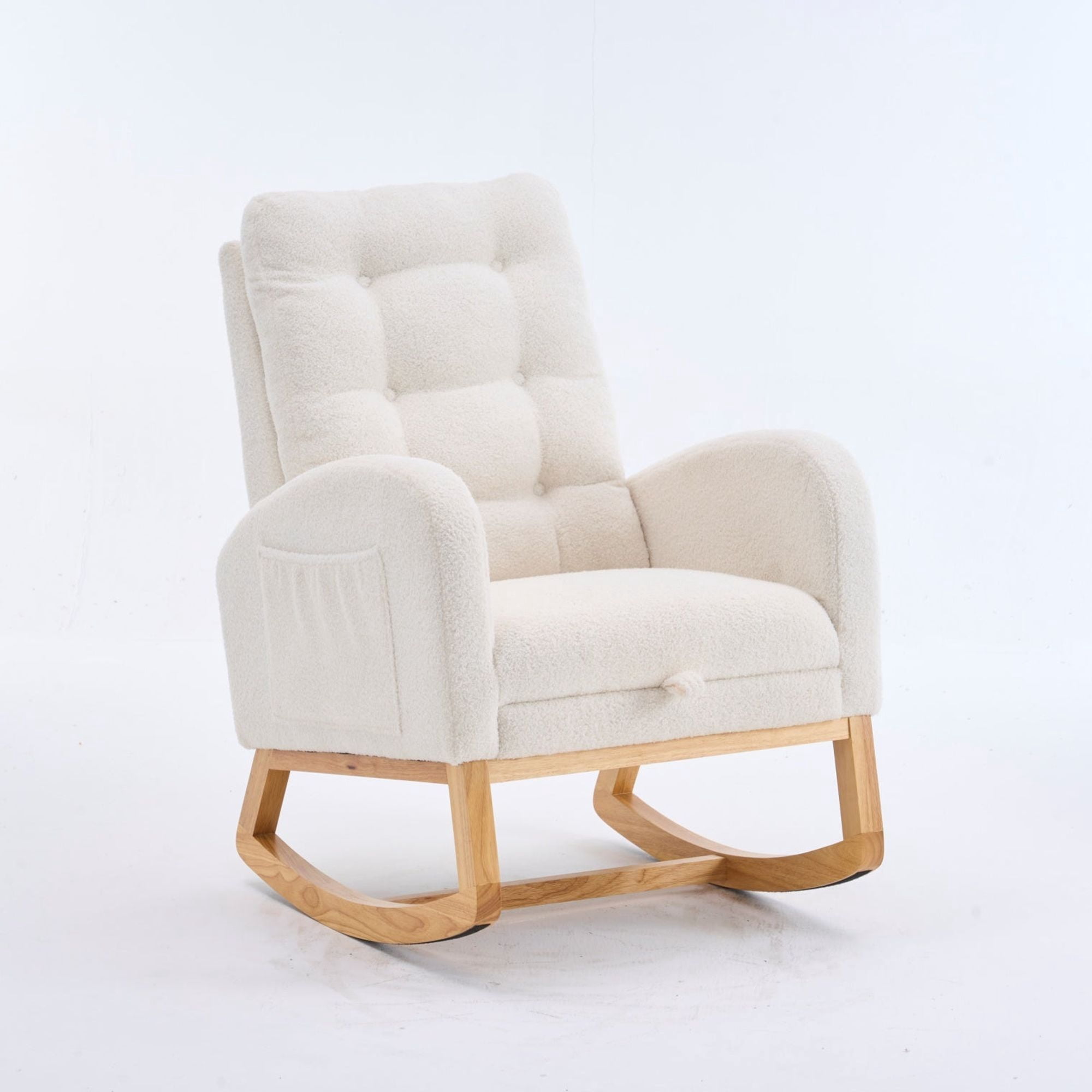 Sailvan Upholstered High Back Accent Rocking Chair with Footrest & Storage Pocket for Living Room