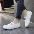 thumbnail image 4 of DLWKIPV Breathable Knit Slip-On Shoes for Women - Lightweight Comfort Flats for Daily Walking & Work(WHITE,7), 4 of 6