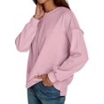 thumbnail image 2 of Women Oversized Sweaters Batwing Long Sleeve Fall Outfits Crewneck Casual Knit Side Slit Pullover Top Pink XXL, 2 of 8