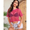 thumbnail image 4 of Women's Sheer Fishnet Top Sexy Short Sleeves Net T Shirts Crop Top, 4 of 5