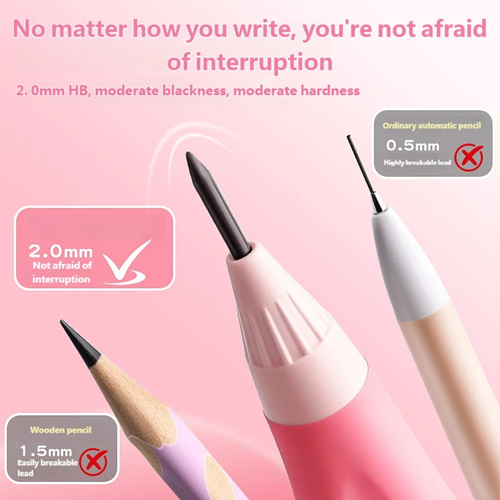 Mechanical Pencil With Ergonomic Grip 2.0mm Automatic Pencil with Sharpener Box of Refills For Writing Sketching