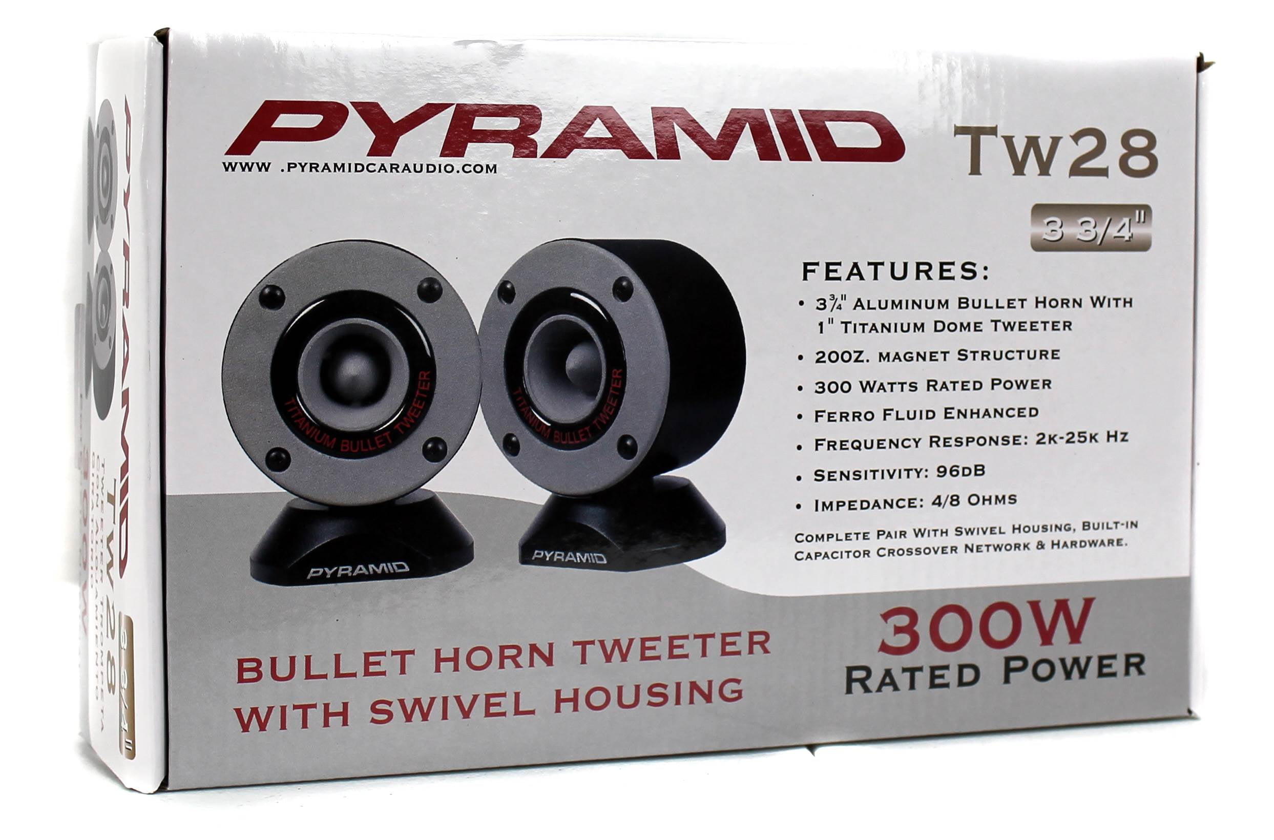 2 New Pyramid TW28 3.75/" 300W Super Car Audio Horn Bullet Aluminum Tweeters