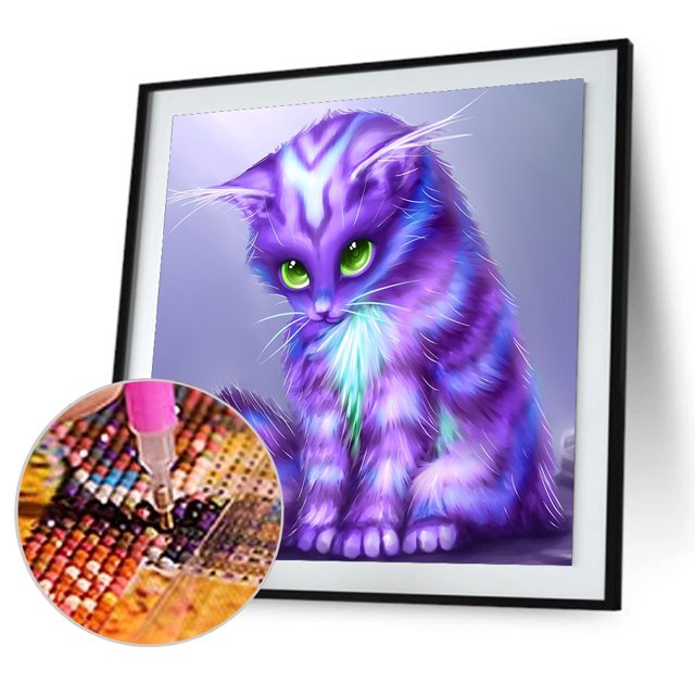 Cuadros Decorativos Diamond Painting 5D DIY Cat Full Round Drill Rhinestone Imagen Kit (B2475) Tmvgtek embutido en tela