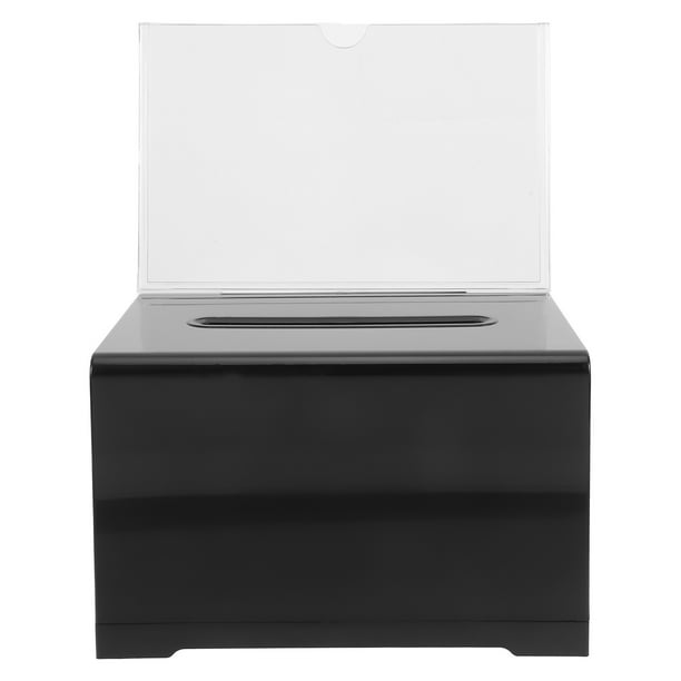 GOOHOCHY Urna de acrílico con cerradura y porta letreros. Buzón de sugerencias transparente. Caja para tarjetas de presentación para votar, elecciones, gobierno, escuelas, comentarios de la comunidad.