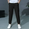 thumbnail image 6 of Purcolt Boys' Summer Cotton Cargo Pants Casual Loose Fit Elastic Waist Hiking Pants Lightweight Quick Dry Athletic Joggers Pants Trousers, 4-12Y, 6 of 8