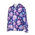 thumbnail image 3 of Goofa colorful Skull mushroom rainbow Printed Women's UPF 50+ Sun Protection Hoodie Jacket Lightweight Long Sleeve Sun Shirt for Women with Pocket Hiking Outdoor-Small, 3 of 9
