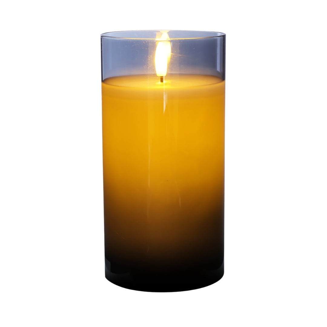 LumiPur Premium Design Series Glass Flameless LED Candle 3.5" x 7", Silver