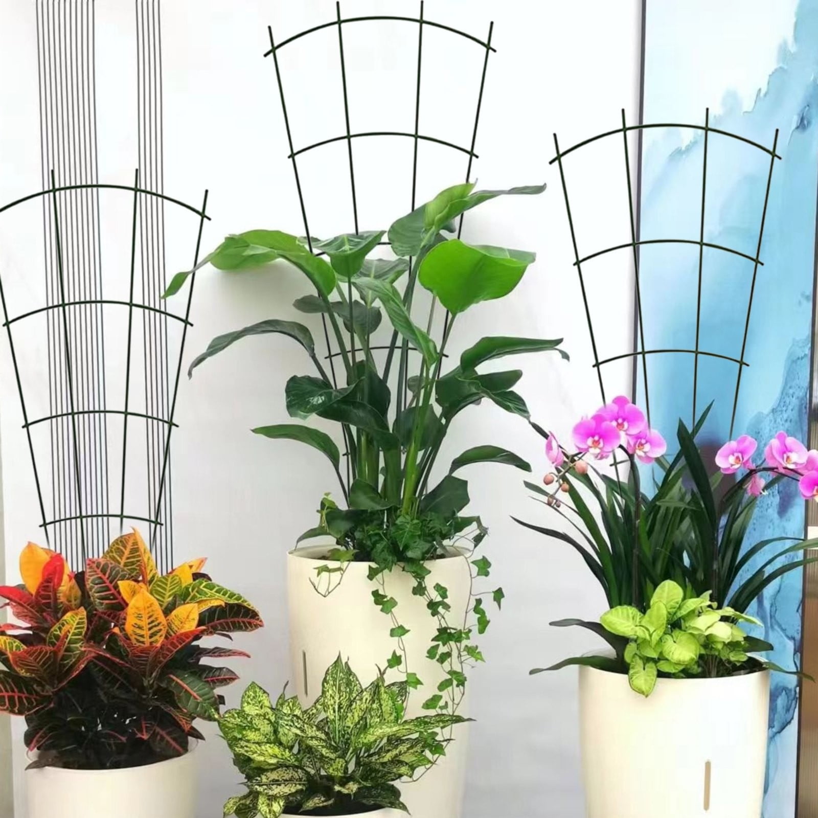 kjfeif 15.74 Inch Plant Support Stakes, 40cm Garden Trellis for Climbing Plants, Flexible Indoor and Outdoor Use for Tomatoes, Vines, and Potted Vegetables