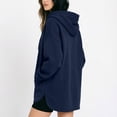 thumbnail image 6 of Plus Size Womens Hoodie Women's V-Neck Hooded Sweatshirt Oversized Long Sleeve Pullover Side Slits Tops with Pockets Fall Winter Wear Navy L, 6 of 6
