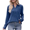 thumbnail image 2 of Dgankt Shirts for Women Fashion Casual Solid Button V-Neck Long Sleeve T-Shirt,Sizes S-2XL, 2 of 7