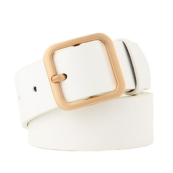 Cinturón de mujer, cinturón vintage ajustable, cinturón de cintura con hebilla cuadrada para mujer. Blanco