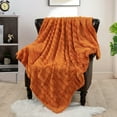 thumbnail image 4 of Home Soft Things Derby Double Sided Faux Fur Throw Blanket Solid Color Fuzzy Super Soft Cozy Plush Throw - Burnt Orange - 50" x 60", 4 of 9