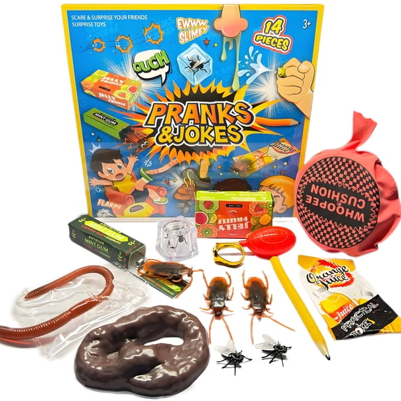BESTSKY Prank Gift Box,Realistic Prank Gifts,Prank Kit With Whoopie Cushion Fake Roaches,Funny Gifts For Adults Friends Family Parties Family Gatherings Game Nights