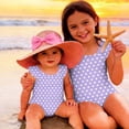 thumbnail image 4 of Abcomgle Kids Bathing Suits Girls Stretchy One Piece Swimsuit for Girls Cute Polka Dot Ruffled Girls Bathing Suit, 4 of 7