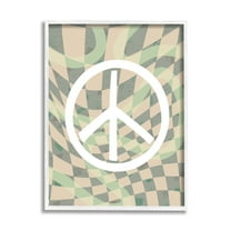 Stupell Industries Retro Peace Symbol Abstract Painting White Framed Art Print Wall Art, 11 x 14