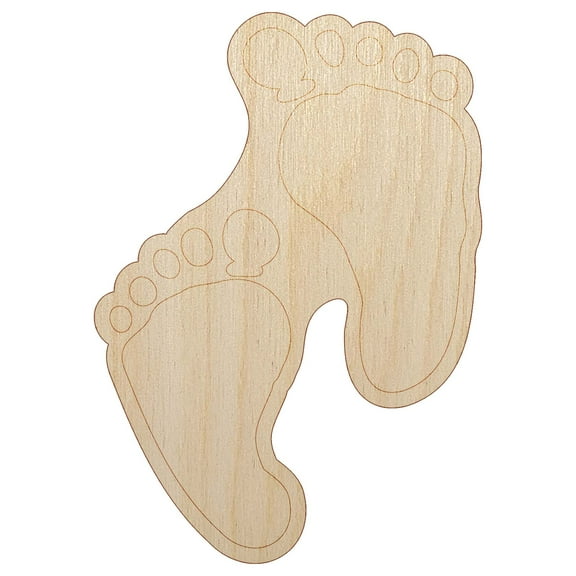 Cute Baby Footprints Silhouette Wood Shape Unfinished Piece Cutout Craft DIY Projects - 4.70 Inch Size - 1/8 Inch Thick