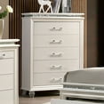 thumbnail image 2 of Beautiful Glamourous Bedroom Furniture 6pc Set Cal King Size Bed Dresser Mirror 2x Nightstands Chest Pearl White Padded HB, 2 of 11