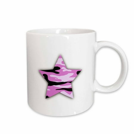 

3dRose Pink Camo Star - girly army camouflage pattern - military soldier Ceramic Mug 15-ounce