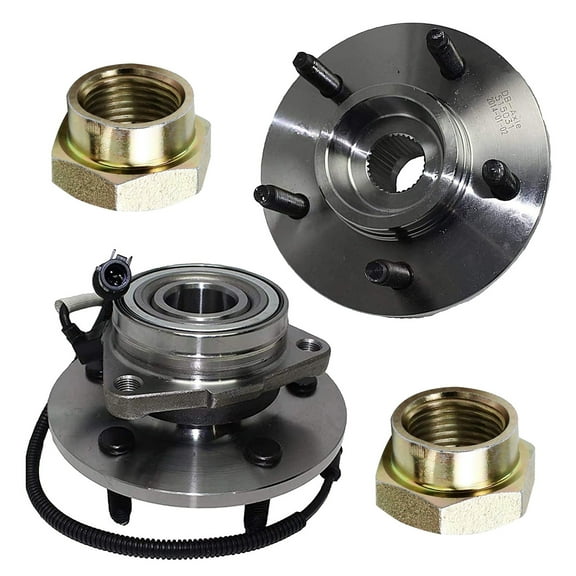 Detroit Axle - Front Wheel Hub and Bearing Assembly with CV Spindle Nuts 4WD - 4pc Set Fits select: 2000-2001 FORD EXPEDITION XLT, 2002 FORD EXPEDITION EDDIE BAUER