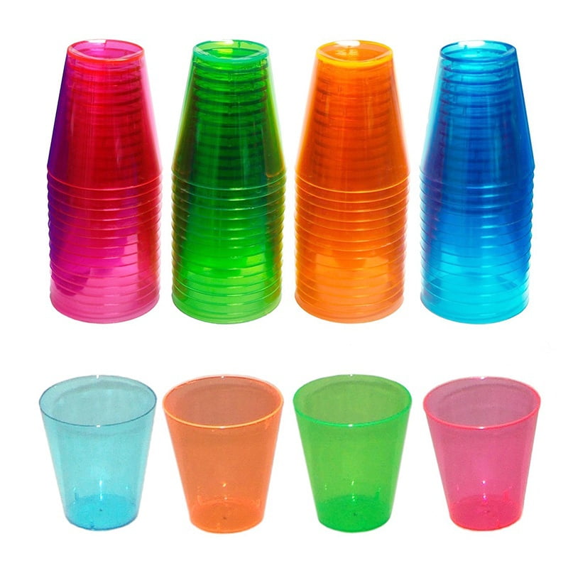 Plasticcup Disposable Plastic Neon Coloured Party Jelly Shot Glasses