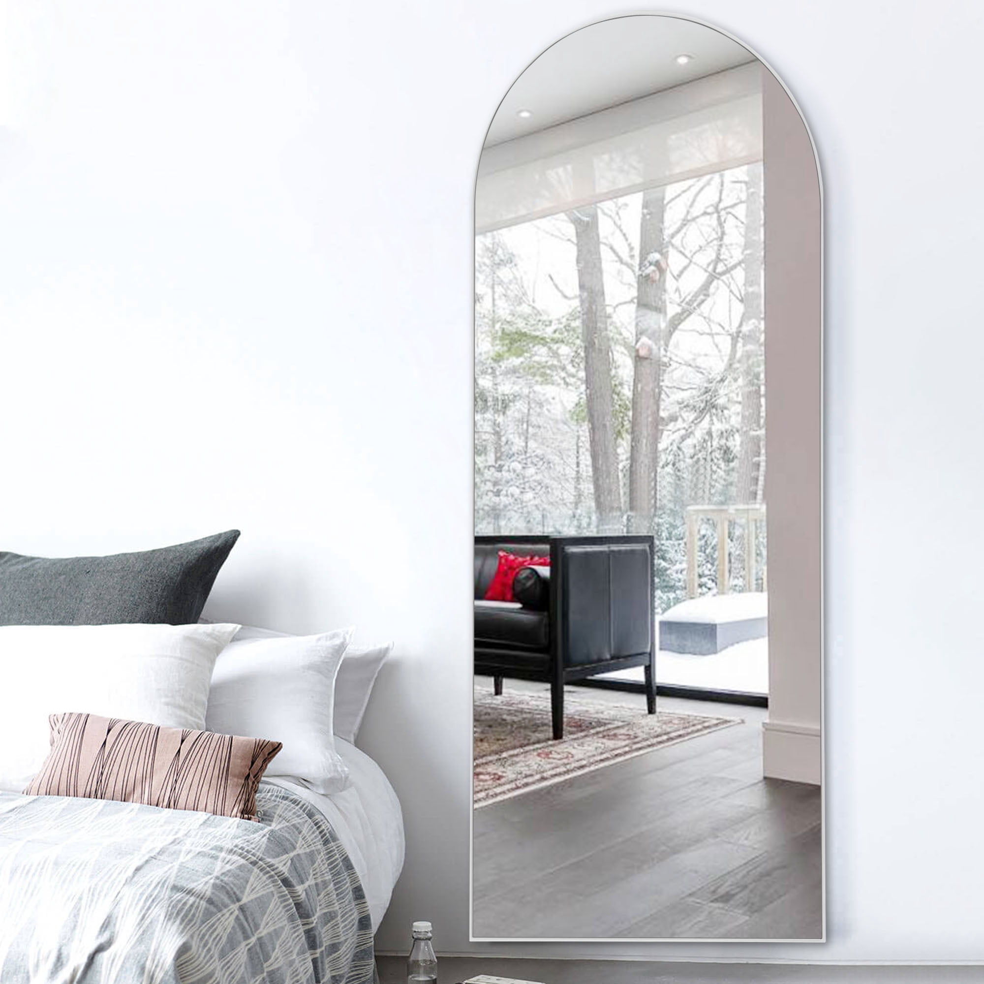 19 in x 58 in White Modern Wall Mirror