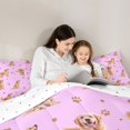 thumbnail image 4 of Manfei Golden Retriever Queen Comforter Set, Dog Paw Print Comforter Sets Queen, Light Pink Gold, Reversible, 3pcs, 1 Comforter and 2 Pillowcases, 4 of 7
