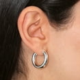 thumbnail image 2 of 1 inch sterling silver 25mm Hoop Earrings 5mm thick tube Plain Polished Nickel free Italy, 2 of 3
