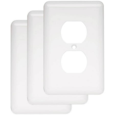 Franklin Brass Stamped Round Single Duplex Wall Plate in White  3-Pack 