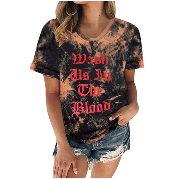 Camiseta de mujer Camisetas Cuello redondo Camiseta de manga corta Estampado de letras Tie-dye Camiseta Tops Blusa Regalo para mujeres Pompotops hkajfhjk468170