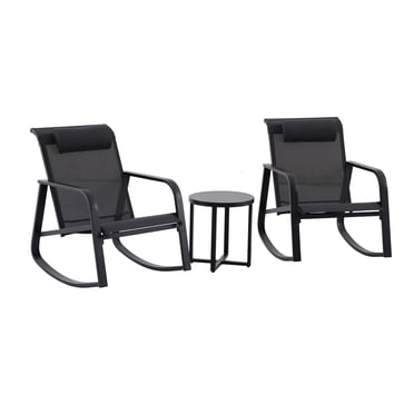 Mainstays Dashwood Steel 3-Piece Rocker Outdoor Chat Set, Black