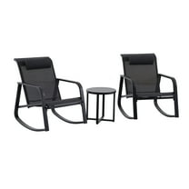 Mainstays Dashwood Steel 3-Piece Rocker Outdoor Chat Set, Black