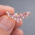 thumbnail image 3 of Marquise Cut Pink Sapphire & Diamond Engagement Ring, Stackable Wedding Crown Ring, Curved Band Ring, Tiara Promise Ring, September Birthstone Ring, Unique Anniversary Gift For Wife, 3 of 4