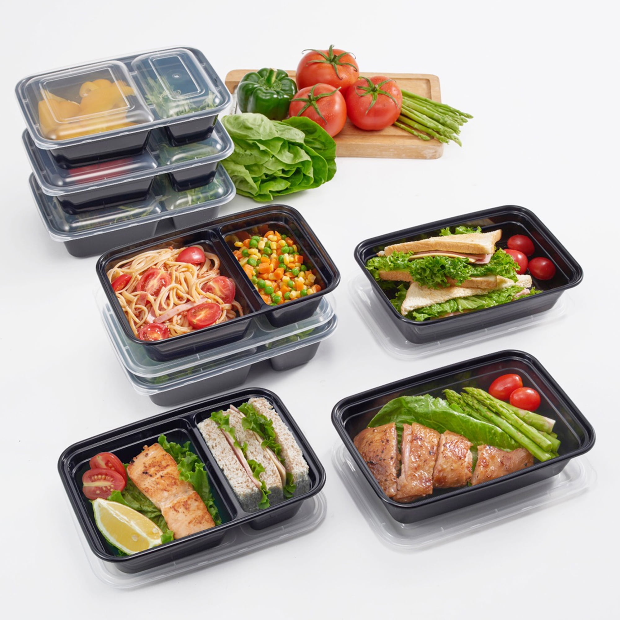 Mainstays 2 Sections Meal Prep Food Storage Containers 5 Pk 10 pc