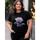 thumbnail image 4 of Camiseta de mujer, camisetas de manga corta, tops casuales, camiseta de cuello redondo con rosas coloridas para mujer, 4 of 8