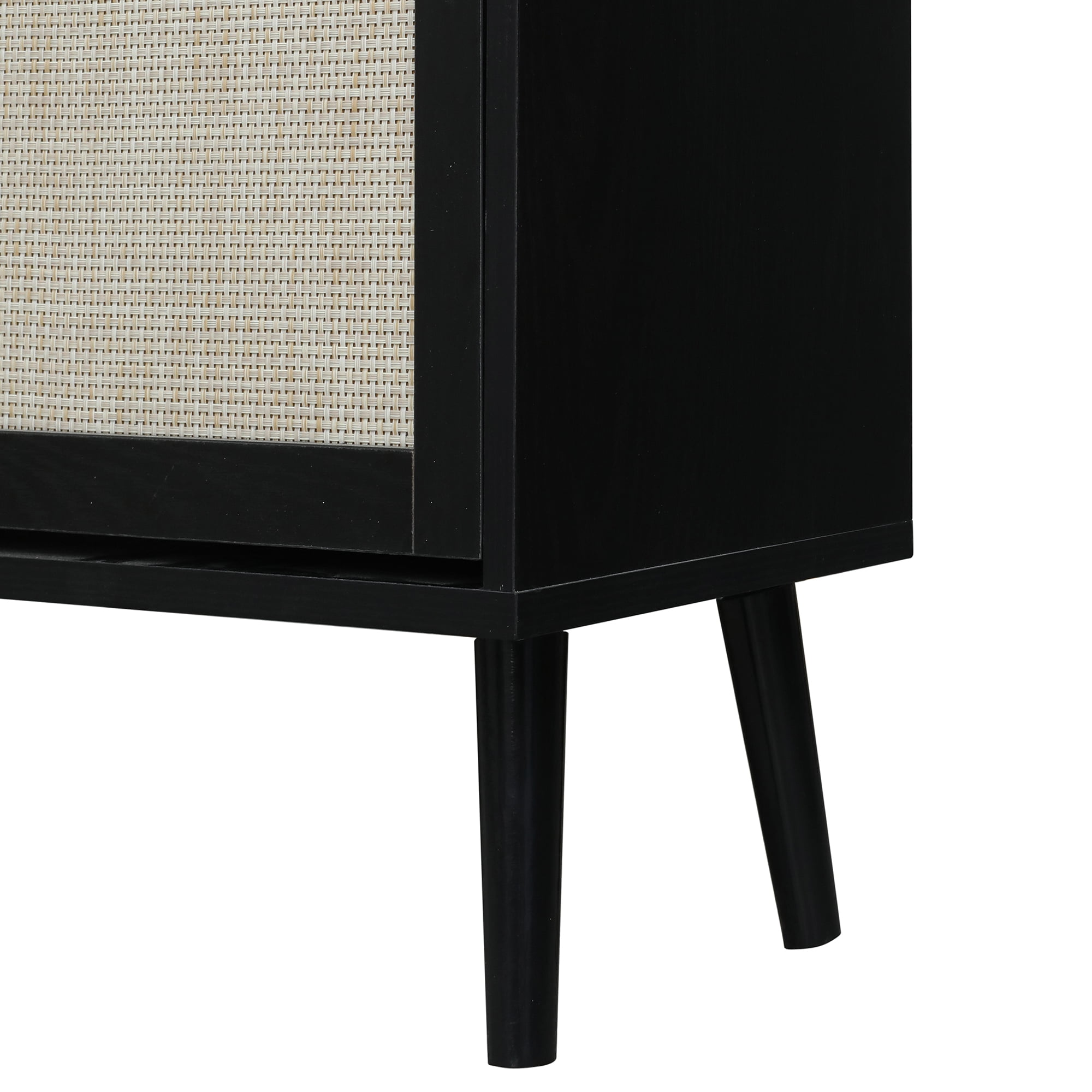 Kadyn 41.34" Black Rattan 4 Door Shoe Rack, Freestanding Shoe Rack Storage Organizer for Entryway, Shoe Storage Cabinet
