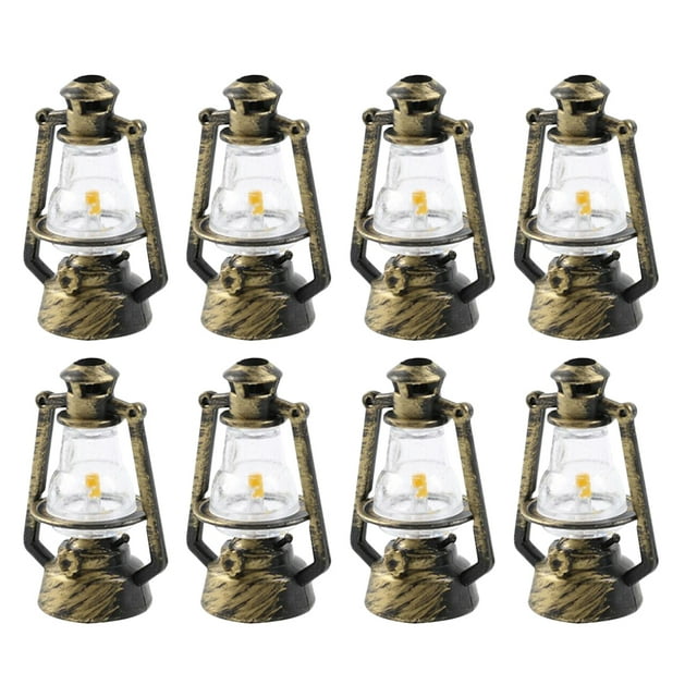 8 mini luces de queroseno para casa, lámparas de queroseno para jardín de hadas, decoración retro