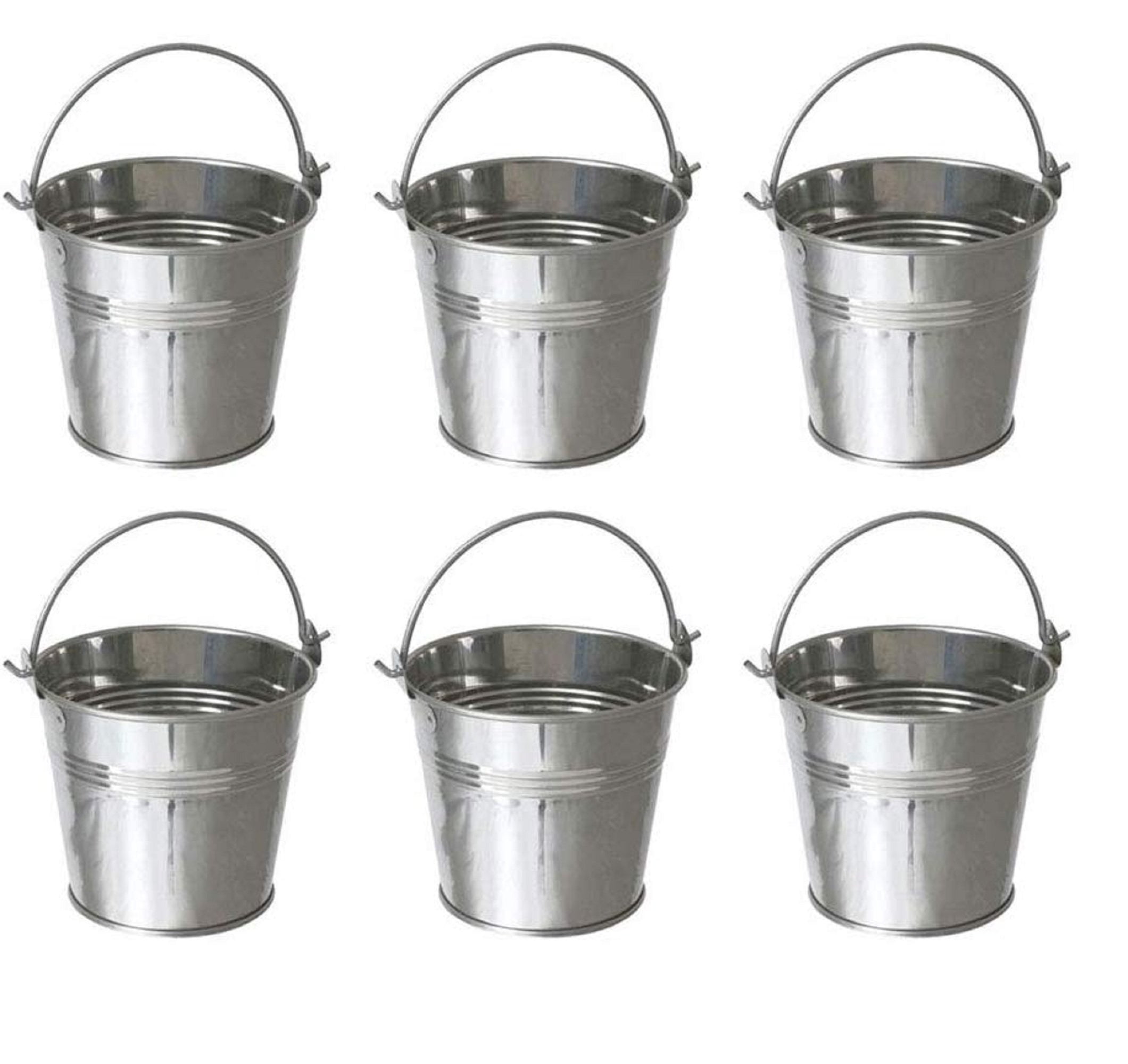 Silver Mini Tin Pail Favors 10 Pack
