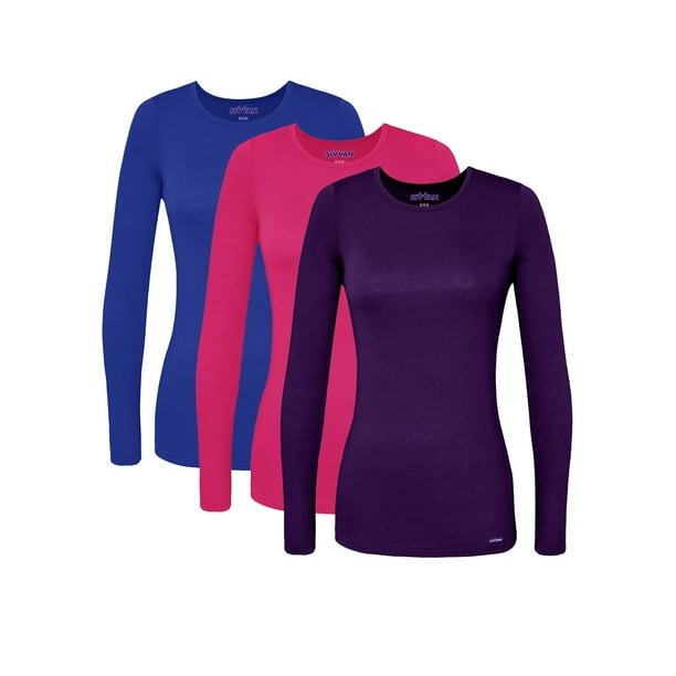 Sivvan 3 Pack Women's Comfort Long Sleeve Multi Color T-Shirt
