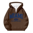 thumbnail image 3 of MHFRRA Sudadera con Capucha y Cremallera de Un Cuarto con Estampado de Letras, Suave, para Uso Diario, Cómoda, Ligera, Deportiva E Informal Café, 3 of 3