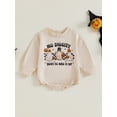 thumbnail image 2 of Suealasg Newborn Baby Boys Girls Halloween Sweatshirt Romper Long Sleeve Letter Print Bodysuit 3 6 12 18 Months Infant Halloween One Piece Clothes, 2 of 7