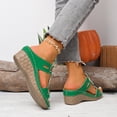 thumbnail image 4 of Women's Wedge Sandals Open Toe Slip On Wide Width Slides Breathable Non Slip Summer Walking Wedges Slippers Green Size 7, 4 of 9