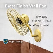 Vintage Brass Wall Fan | Retro Home Decor, 3-Speed Motor