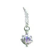 Recycled Antique Amethyst Glass Bottle Silver Seashell Necklace