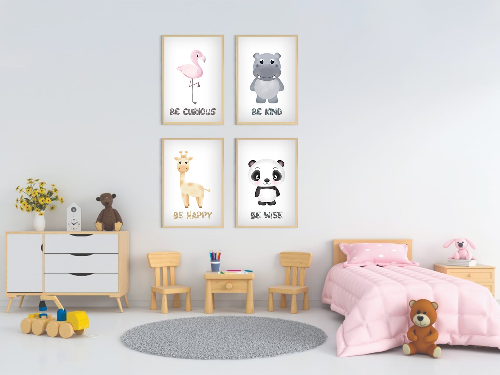 Bedroom Nursery Animal Prints Poster Quotes Wall Home Decor Funny Kids Gift 
