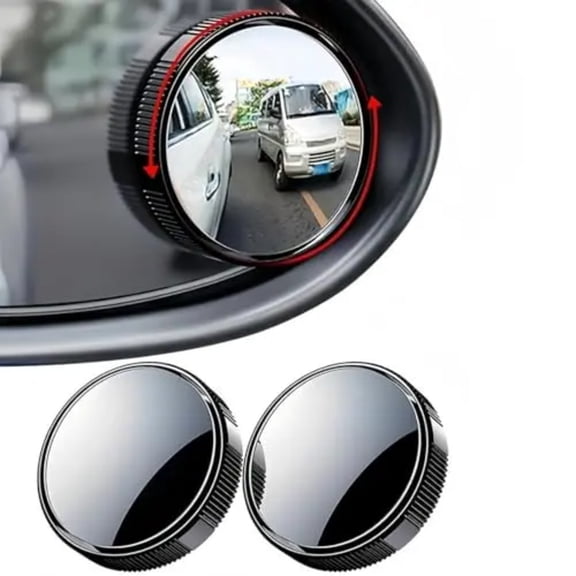 2 Pack Car Blind Spot Mirrors, 2" Round HD Glass Convex Mirrors with Rain Covers, 360° Adjustable Wide Angle Rearview Mirror Accessories for Cars SUVs Trucks, Black