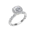 thumbnail image 2 of Ember Jewel 2 Ct Cushion Cut Moissanite Engagement Ring - 14K White Gold Plated Solitaire Design with Double Halo Accents Rings - Elegant Wedding Ring for Women - Sparkling Gift for Her, 2 of 2