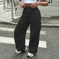 thumbnail image 6 of Cargo Sweatpants - Loose Fit Heavyweight Cargo Pants with Drawstring、Flap & Utility Pockets Black L, 6 of 7