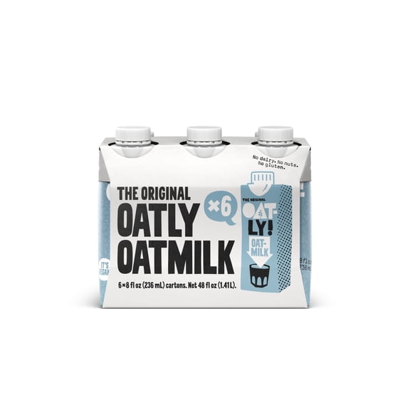 Oatly Original Oatmilk, Ambient Dairy-Free Milk, 8 fl oz Shelf-Stable Cartons (6 Pack)